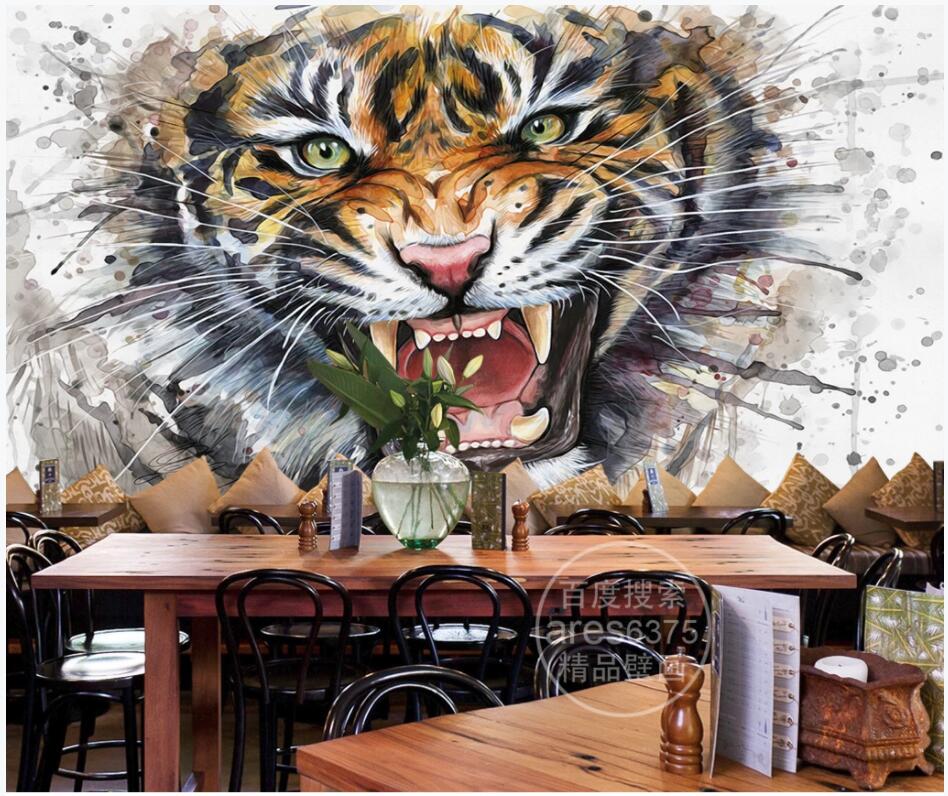 

wallpaper 3d custom photo mural on the wall Hand painted watercolor oil painting tiger Home decor living room wallpaper for walls 3 d, Non-woven wallpaper