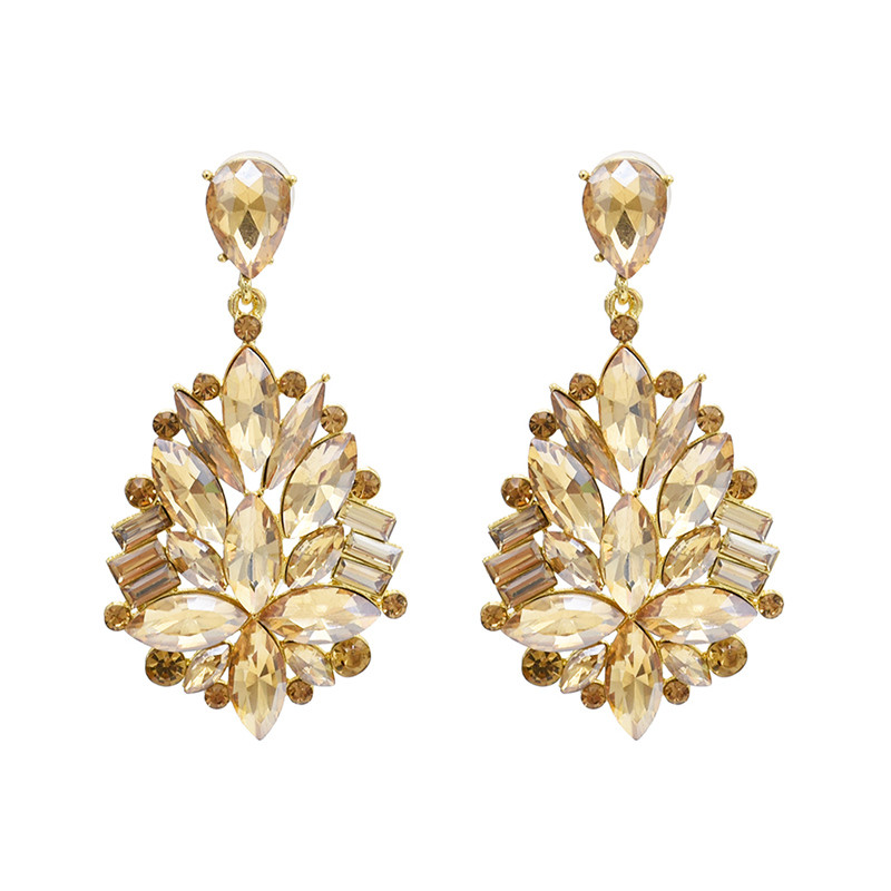 

Ldealway Baroque 5 Colors Crystal Drop Earrings Water Drop CZ Crystal Flower Statement Earrings Women Luxurious Dangle
