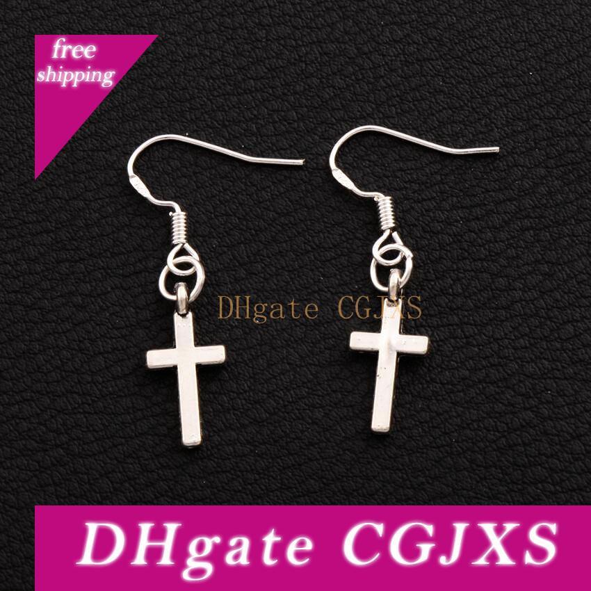 

925 Silver Fish Hook Small Cylindrical Cross Celebrity Earrings 50pairs /Lot Lady Charm Rare Jewelry E429