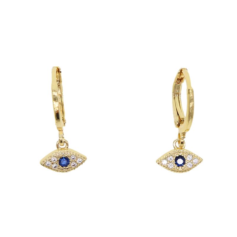 

brass Gold color Blue Evil Eye Double Strand Necklace round dangle Earrings Jewelry for Women Girls Ladies