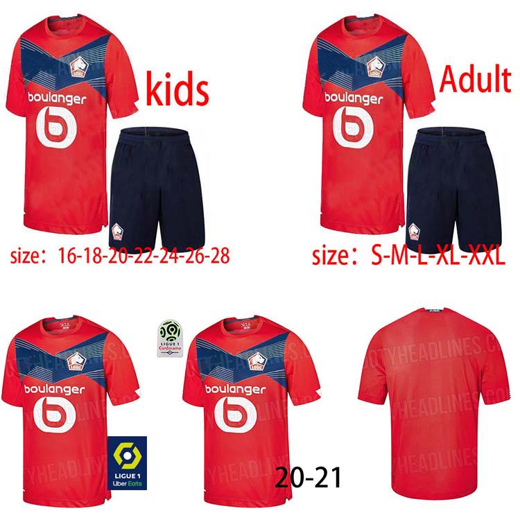 

LOSC Lille New 2020 2021 soccer jerseys DAVID FONTE BAMBA YAZICI football shirt 20 21 Lille Olympique JIKONE 10 maillot Adult Kids Kit, Gold