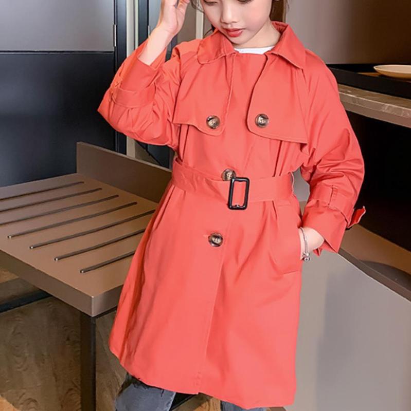 

Baby Girls Trench Coat Double Breasted Jackets For Girls Clothing Tops Kids Windbreaker Spring Autumn Teens Outerwear, Red