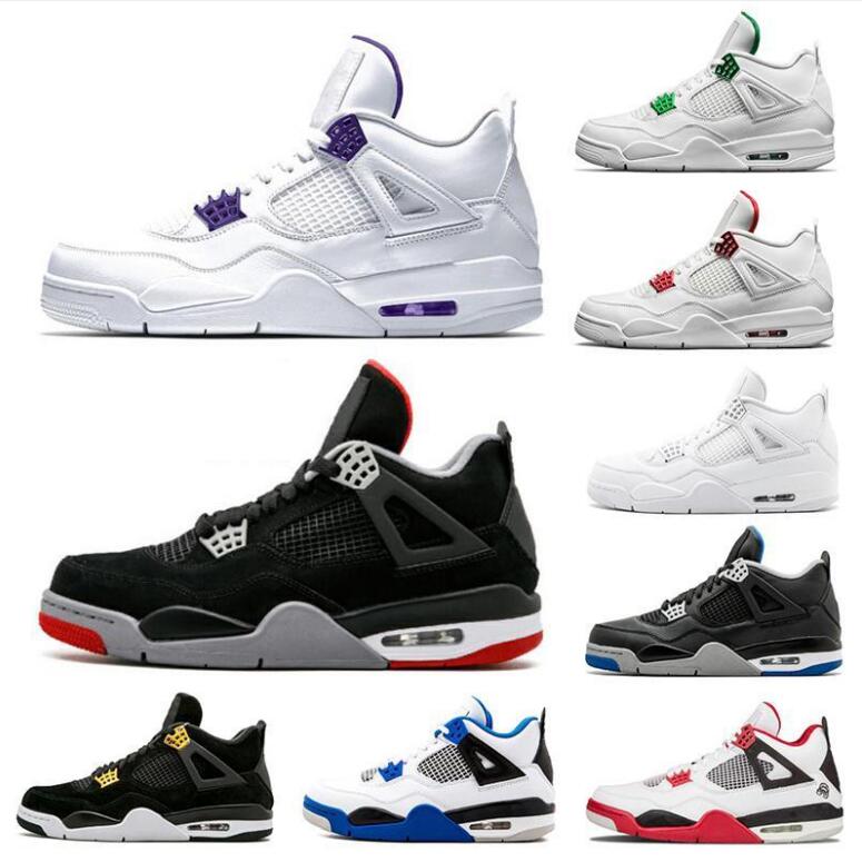 

Men Basketball Shoes Jumpman 4 4s Black Cat 2020 Rasta SE Neon Metallic Purple Green Orange Red White Cement Cavs Fiba Mens Trainers, A2