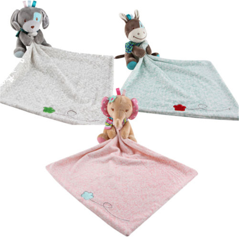 Baby Plush Soothing Toys Security Blanket Baby Toys Towel Cute Deerlet Dog Elephant Animal Doll Comforter-image-570296587