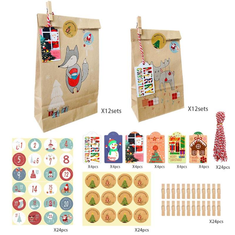 

24pc/ Set Kraft Paper Bags Treat Candy Bag Polka Dot Bags For Wedding Birthday New Year Party Favors Supplies Christmas Gift Bag