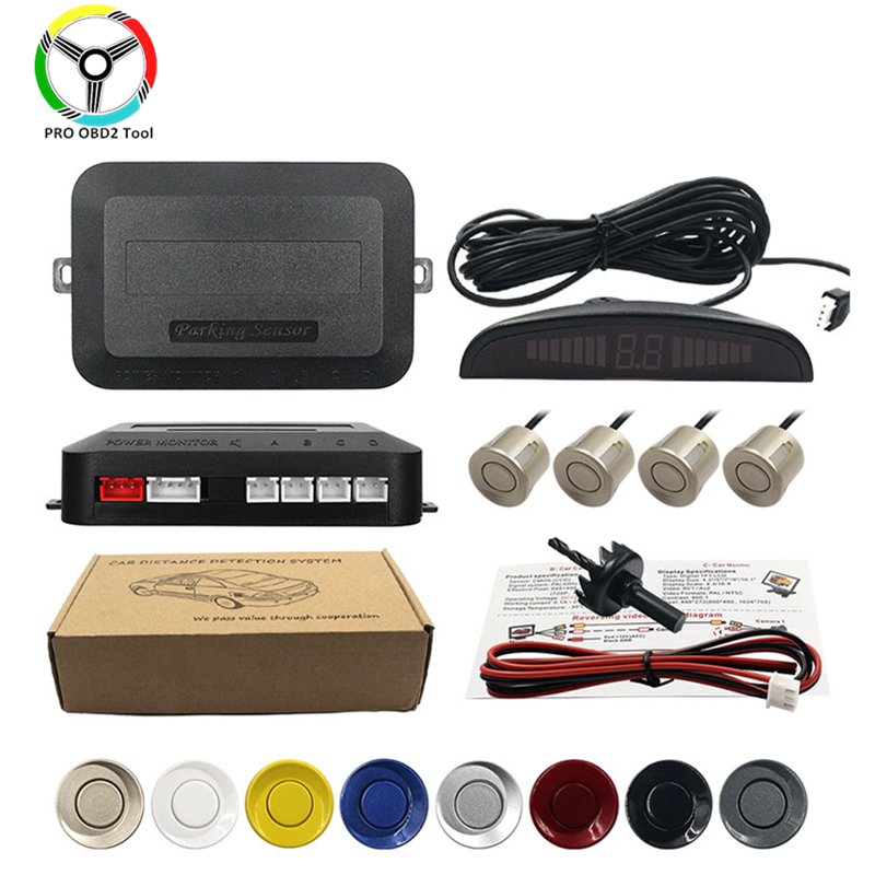

Universal LED Display Car Parking Sensors 4 Radars Automobile Park Master Car Detector LED Display Parking Sensors FORCAR