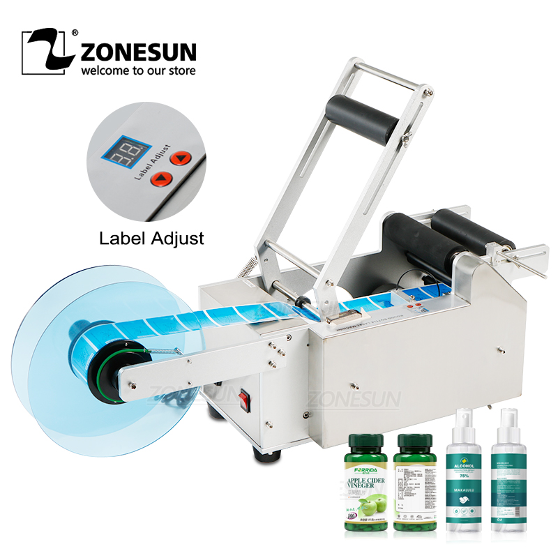 

ZONESUN LT-50 Semi-Automatic Sticker Round Bottle Labeler Label Applicator Customized Labeling Machine Label Dispenser Machine