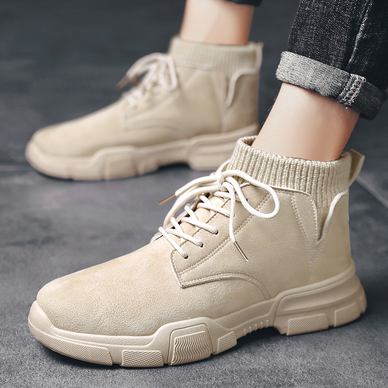 

Men Boots Autumn Winter Warm Shoes High Heel Non-Slip Snow Tooling Shoe British Style Boot Male Boots Large Size, Black