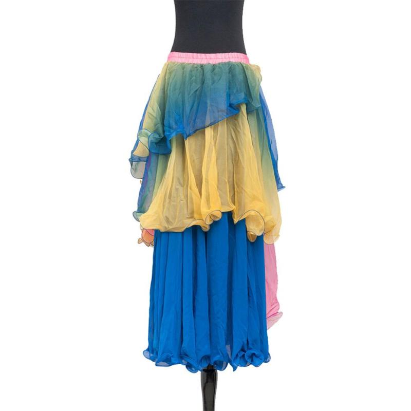 

Women Belly Dance Wear Ruffles Long Maxi Skirts Belly Dance costume 3 Layers dancing Skirt clothing-6050, Blue