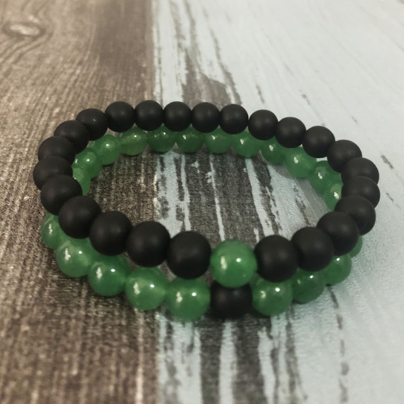 

Couples Bracelet set Men Matte Black Onyx Natural Stone beaded 2 bracelet sets Green Aventurine Beaded Mala Jewelry