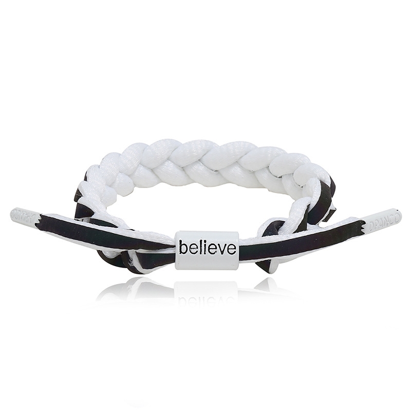 

2020 New Believe Confident Braided Bracelet Holographic Reflective Charm Bracelets for Women Fashion Jewelry Accessories