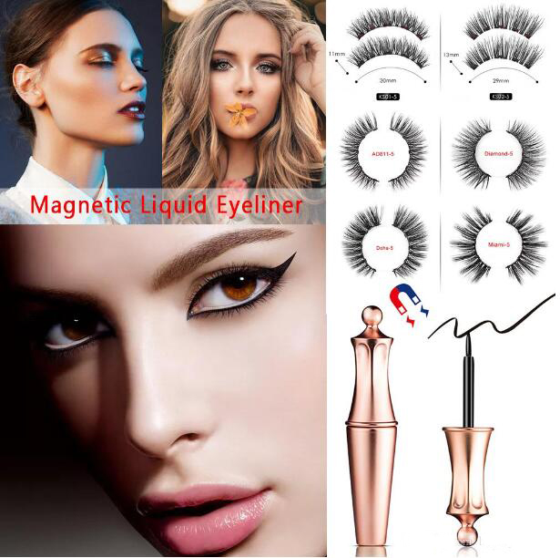 

New 3in1 Matte Magnetic Eyeliner False Eyelashes with Magne and Tweezers Waterproof Lasting Easy To Wear TSLM2