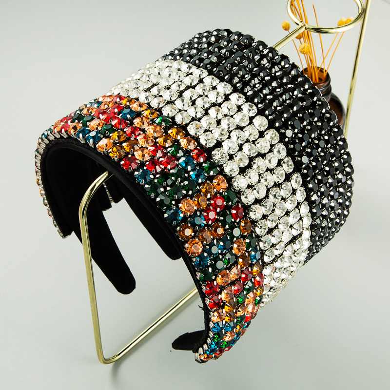 

Fashion wide-brimmed fabric Baroque style colored rhinestone headband Street style headband Fashion hair accessories