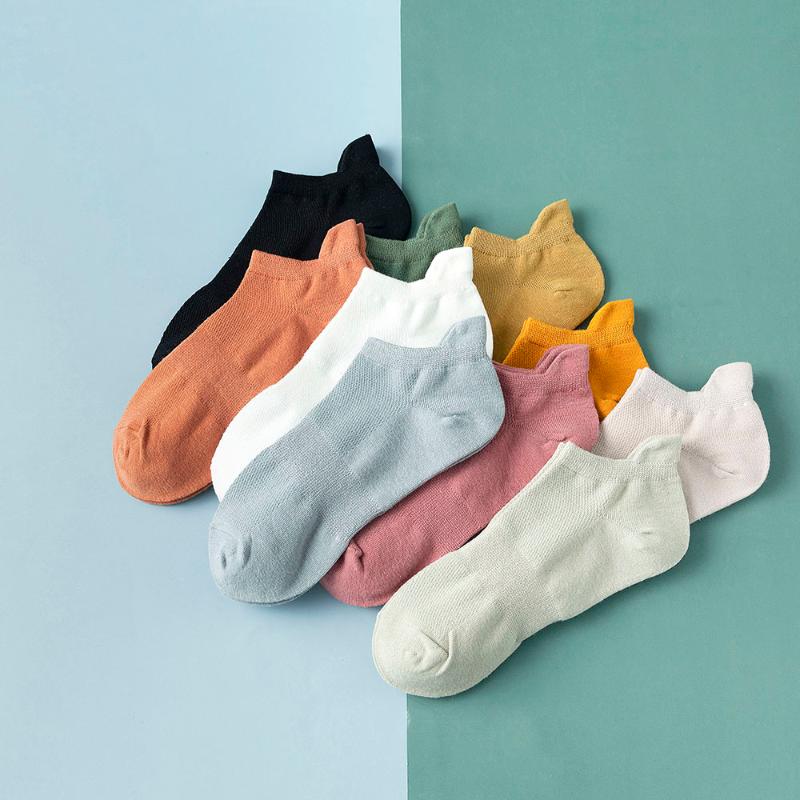 

Summer women's breathable cotton socks casual mesh color boat socks cheap wholesale 10 pair, S7
