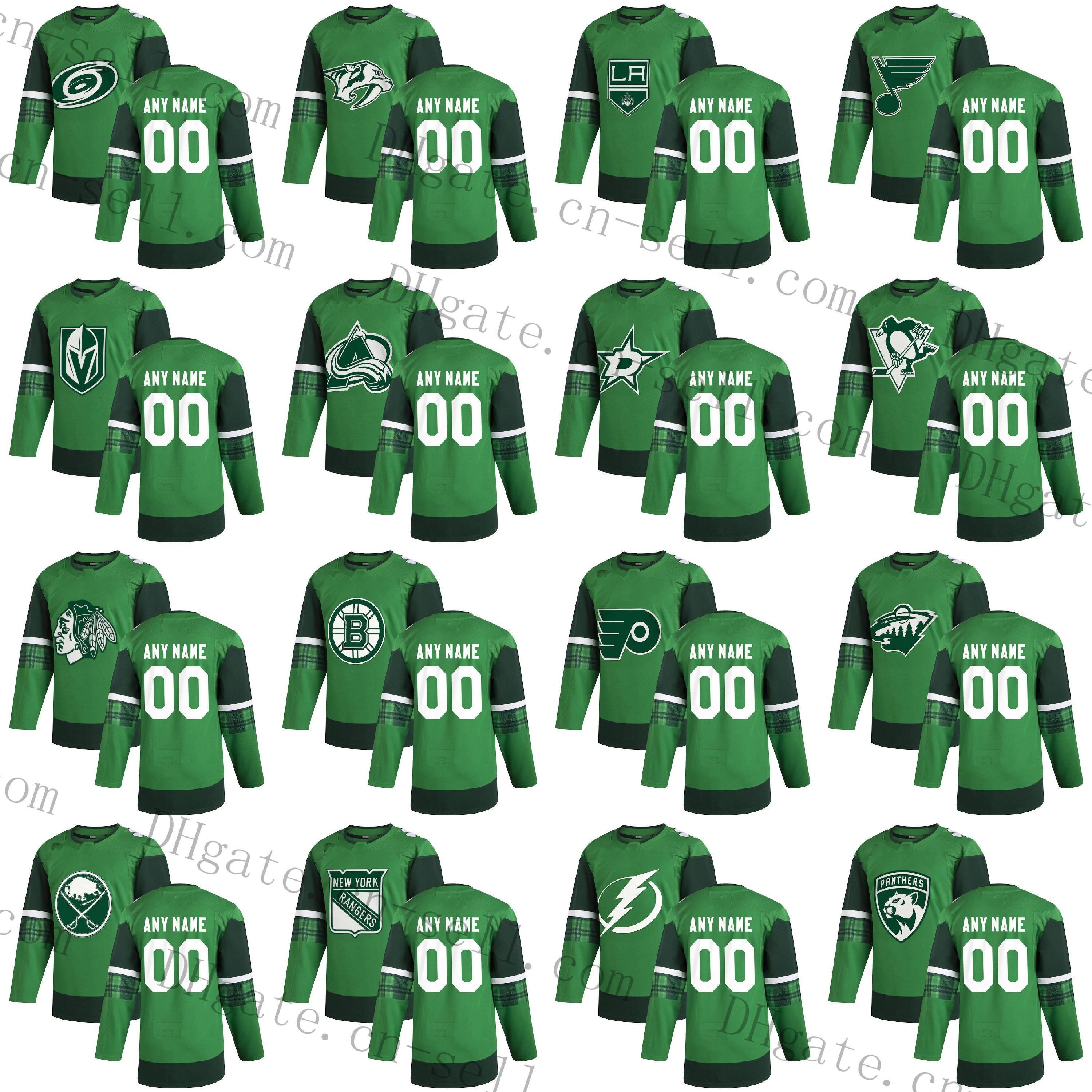 

Custom Any Name 30 Teams 2020 St. Patricks Day Jersey Goalie Cut Dallas Stars Carolina Hurricanes Boston Bruins Kings Blackhawks Wild, Team as picture