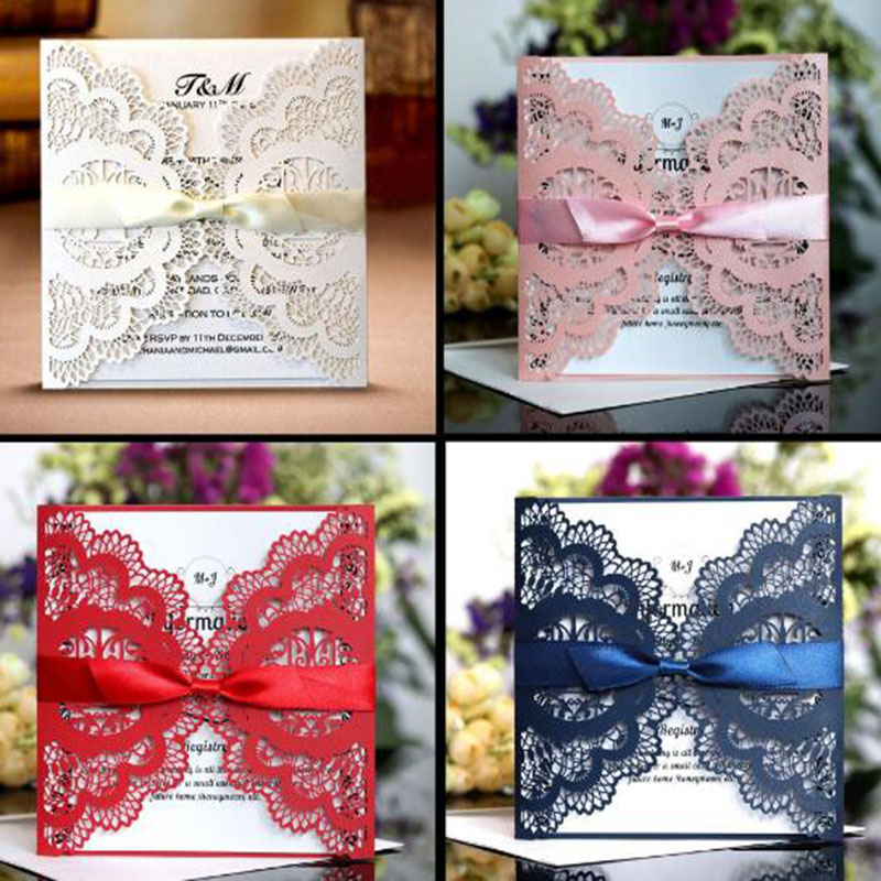 

100pcs Hollow Invitiation Card Wedding Valentine's Day New Year Greeting Card Postcard Birthday Gift Message Cards Party Supply