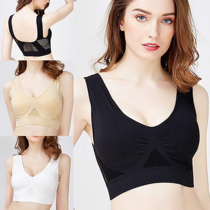 

Women Sports Bra Underwear Vest Hollow Breathable for Running Yoga Fitness ALS88, Black