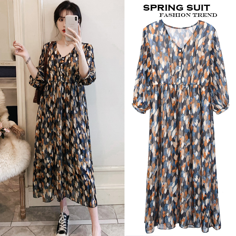 

Pregnant Women Clothing 2020 Spring Maternity Dress New Long Chiffon Dress, Brown