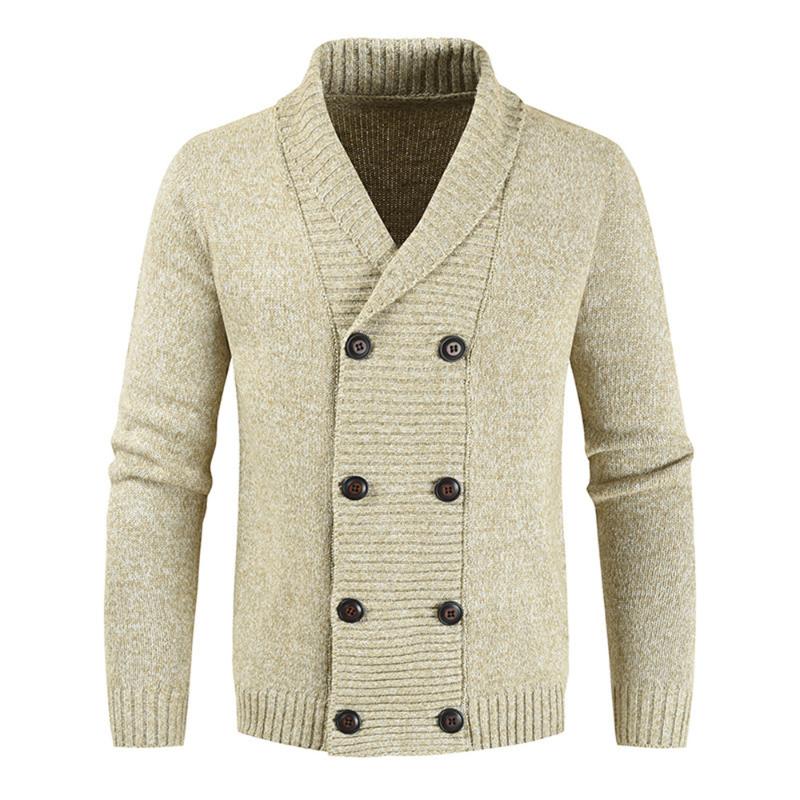 

Sweater Coat Men 2020 Winter Thick Warm Solid Cardigan Jumpers Men V-Neck Casual Coat Sweater Knitwear Coats, Beige