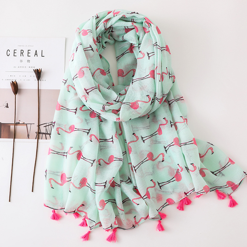 

Lovely Animal Flamingos Pattern Viscose Shawl Scarf Ladies Kids Fashion Wraps and Shawls Winter Beach Neck Muslim Hijab
