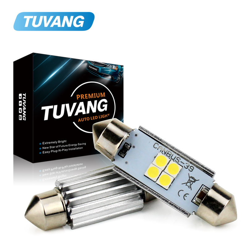 

2x C5W Car Festoon CANBUS 4 SMD 3030 LED Bulb License Plate Lamp Interior Dome Map Reading Lights 28mm 31mm 36mm 39mm 41mm 44mm, As pic