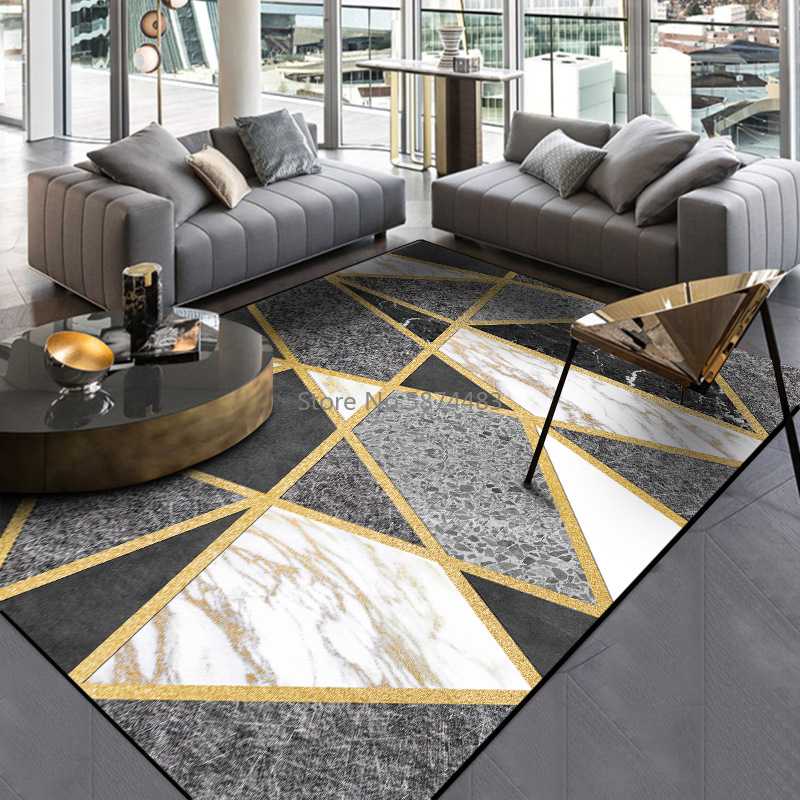 

Modern Geometric Marble Pattern Printed European Style Carpet Soft Carpets For Living Room Anti-slip Rug Floor Mat Doormat, As pic