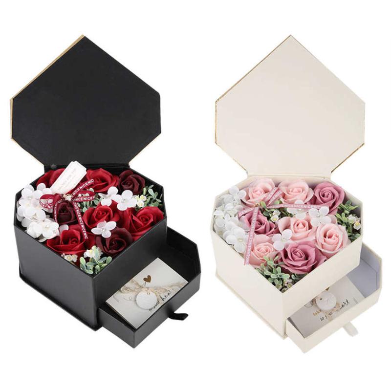 

with drawer Beautiful natural flavor gift box Rose shaped soap flower Valentine's Day for girls Home