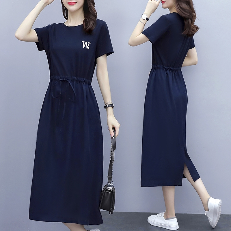 navy mid length dress