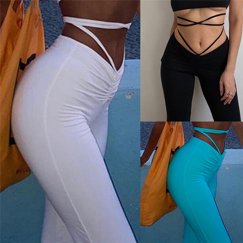 

Casual Tight Fitting Straight Ladies Trousers Fashion Street High Waist Solid Color Cross Straps All Match Autumn Ladies Trouser, White