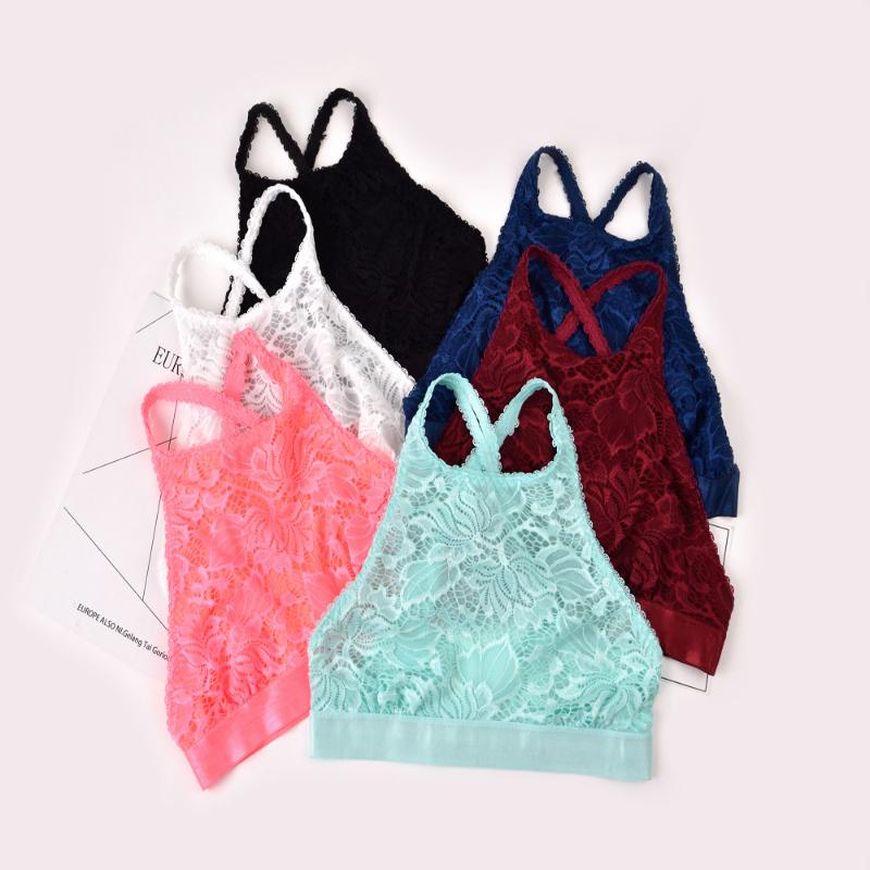 

2020 New Lace Bra Female underwear Beauty Back BraleChest Sexy Cross Neck Tube Top Thin Ladies Lingerie Women Underwear