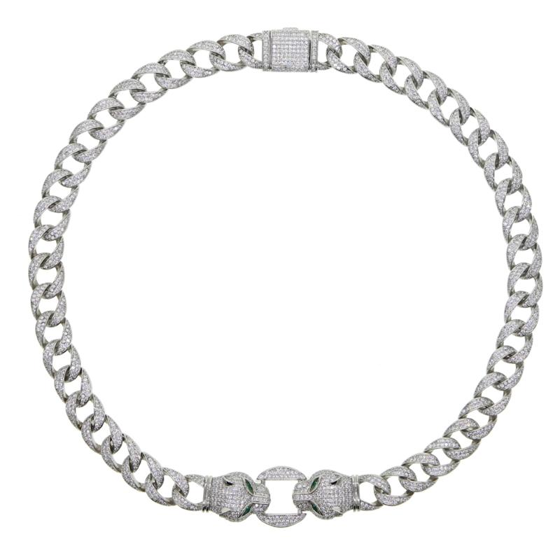 

Chokers 2021 Iced Out Bling Cz Miami Cuban Link Chain Necklace Leopard Jaguar Choker Silver Color Women Jewelry