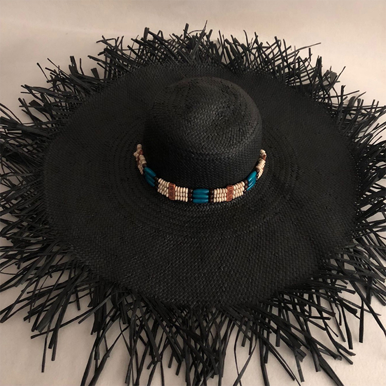 

LVTZJ Summer straw hats women big wide brim beach hat sun hats foldable sun block UV protection panama hat bone chapeu feminino, Black