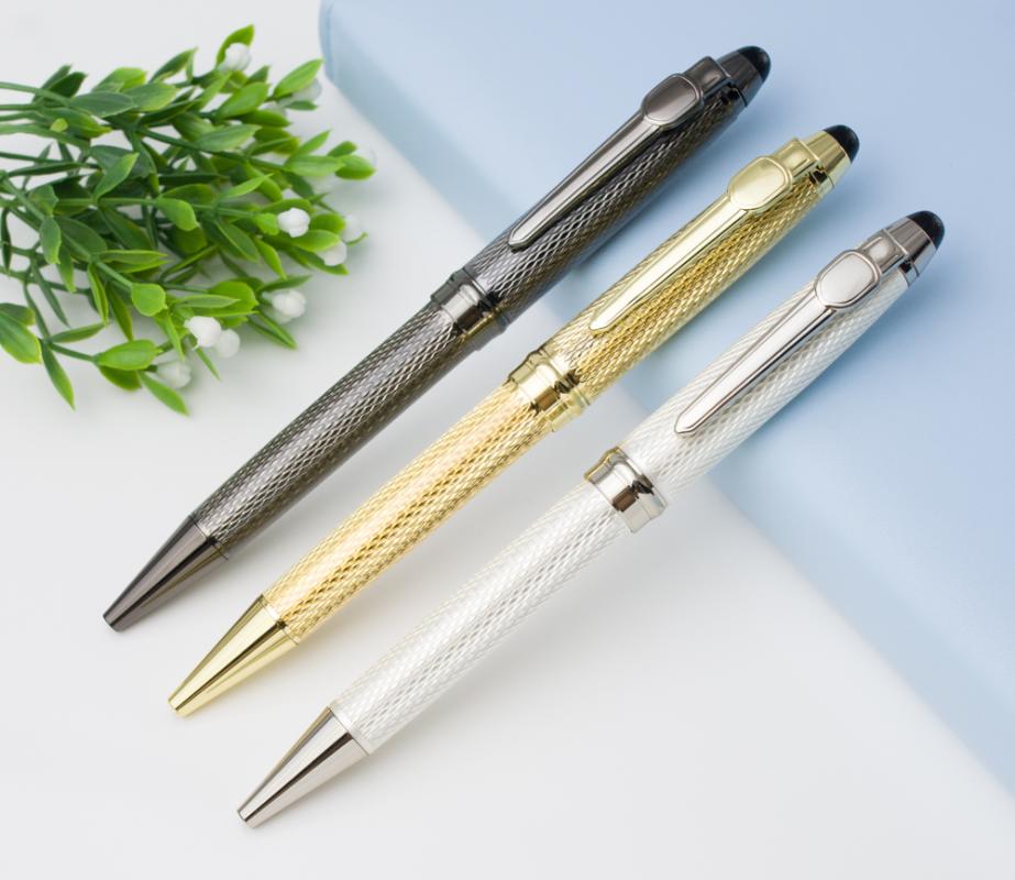 

Metal Ballpoint Pen Rotating Metal Luxury Ballpoint Pen High Quality writing Roller Office Stationary, White