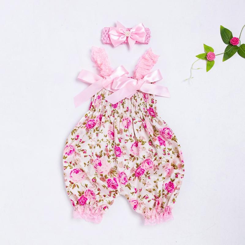 

Toddler Baby Boys Girls Floral Romper Pudcoco Baby Girl Bodysuits Jumpsuit+Headband Set Outfit Bowknot Floral Printing Suit, As pic