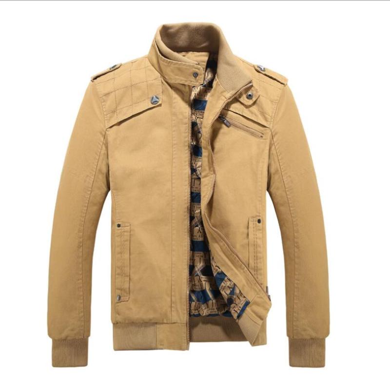 

Men Jackets and Coats New Autumn Men Stand Collar Jackets Slim Coats High Quality Cotton Casual Solid Color, Black