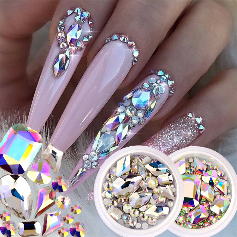 

AB nail rhinestone heart diamond rhinestone transparent colorful glitter crystal repair nail art decoration gems
