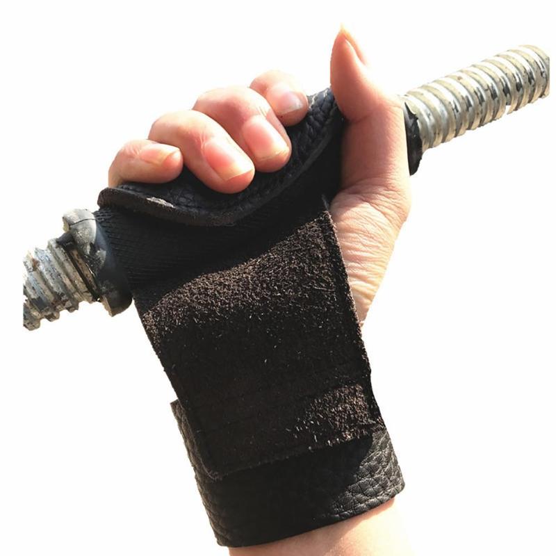 

New Anti-Slip Cowhide Weight Lifting Fitness Gym Wrist Wraps Palm Protector Cover, Black