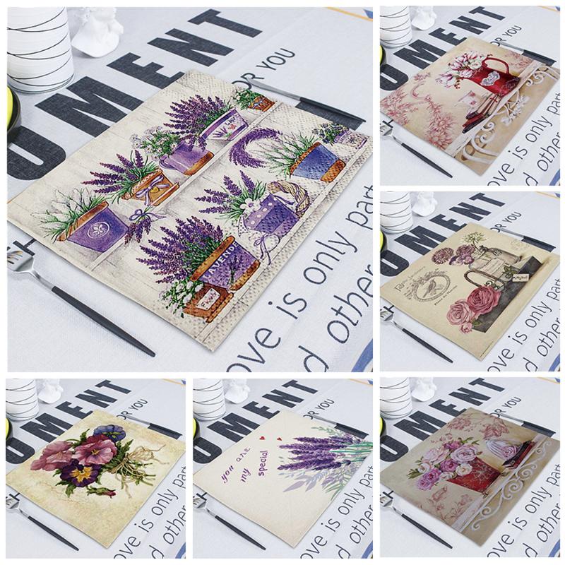 

42X32cm Lavender Napkin for Table Linen Placemat Weddings Napkins Fabric Flower Handkerchiefs for Kitchen Dining Serving Servet
