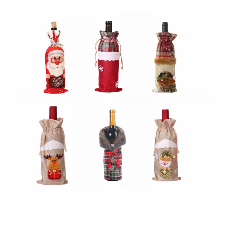 

Christmas Decorations Santa Claus Wine Bottle Cover Snowman Stocking Gift Packging Holders Xmas Navidad Year Decor Supplies
