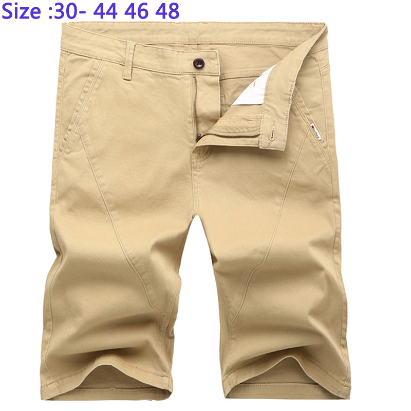 

2020 New Arrival Summer Thin Knee Length Men Five Points High Waist Casual Shorts Cotton Male Pants Plus Size  31 32-44 46 48, Khaki