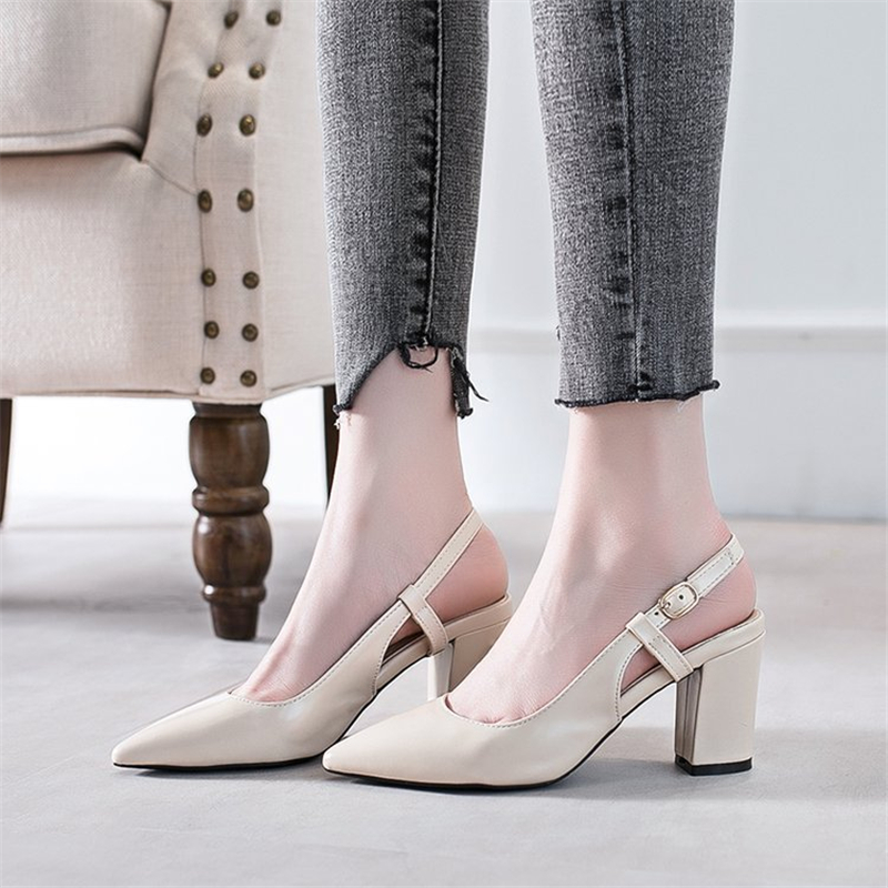 

Block Heels Leather Sandals Women Shoes High Heel Sandals for Women Summer Fashion New High Heels Gladiator