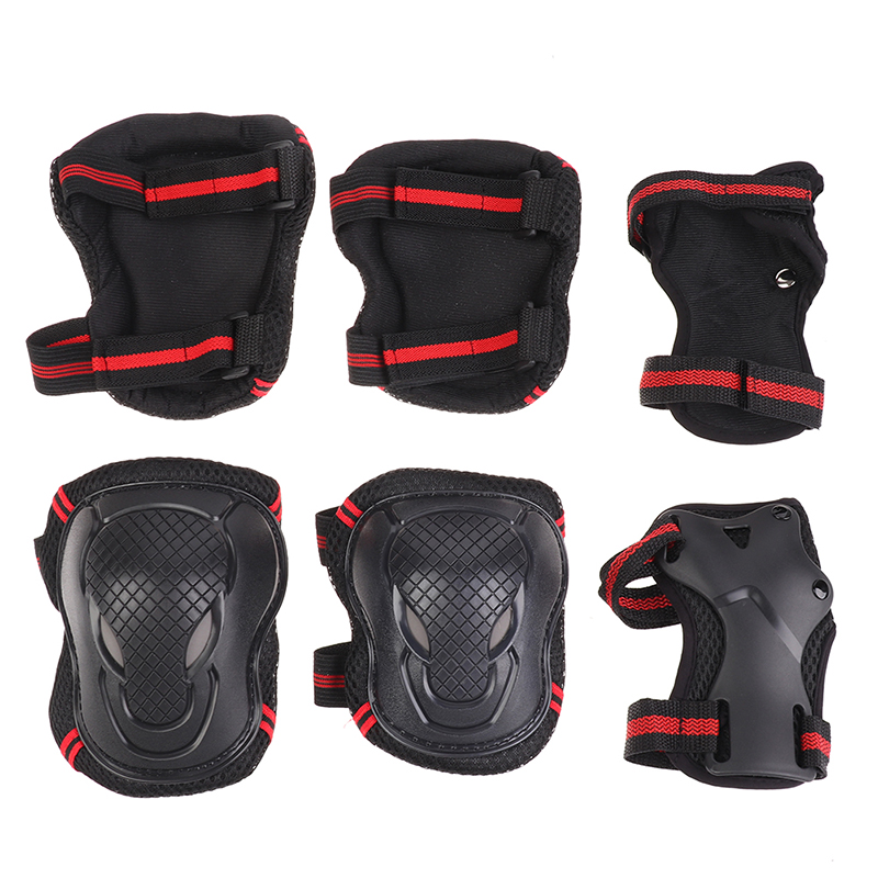

6pcs/set Skateboard Ice Roller Skating Protective Gear Elbow Pads Wrist Guard Cycling Riding Knee Protector for Kids Men Women, Rd