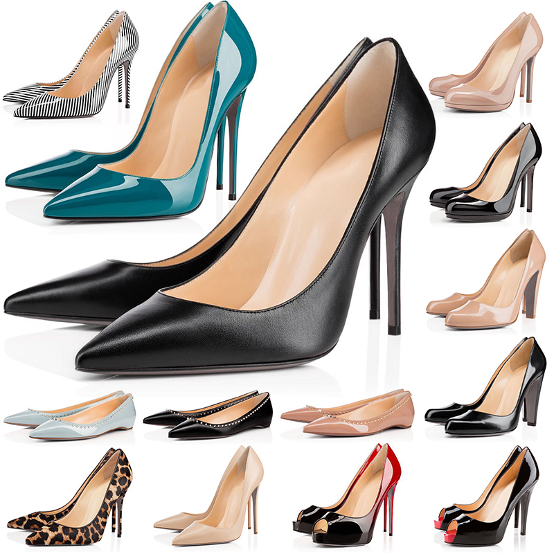 

red bottom high heels for women party wedding triple black nude yellow pink glitter spikes Pointed Toes Pumps Dress shoes, Sku24 flat bottom;as shown in the pictu