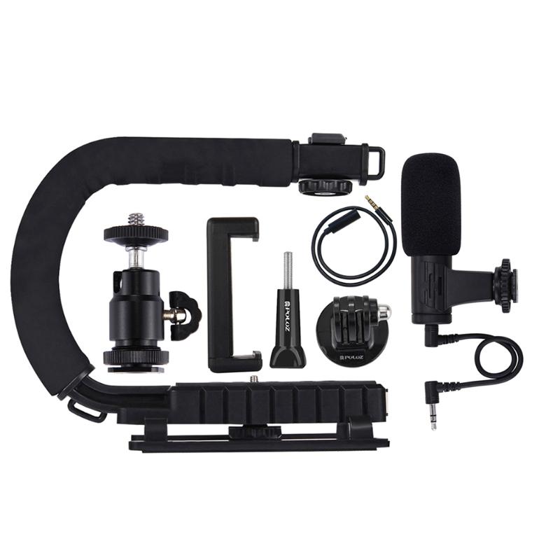

U/C Shape Portable Handheld Dv Bracket Stabilizer +Video Microphone Kit With Cold Shoe Tripod Head For All Slr Cameras A