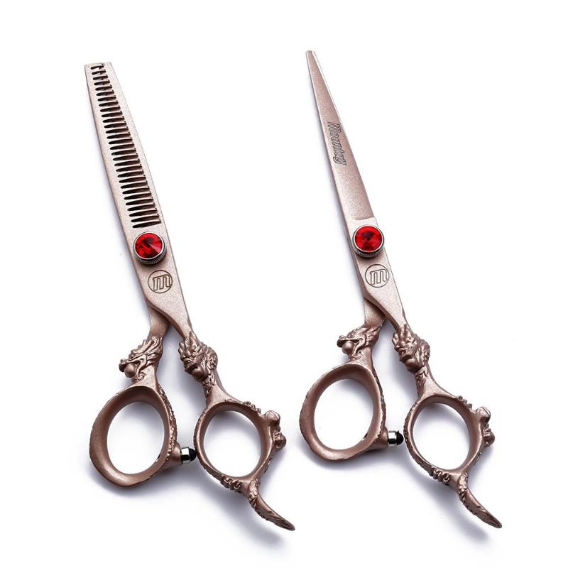 

6.0 inch Rose Gold Japan 440C Barber Hair Cutting Scissors Salon Thinning Shears Set Hairdressing Scissors for Barber Shop
