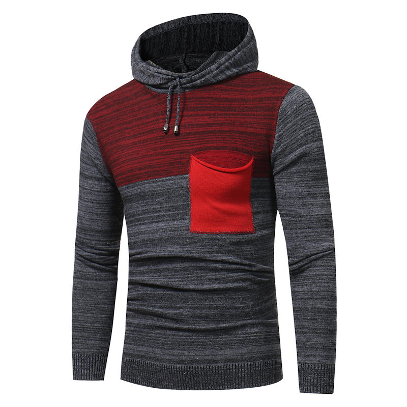 

2020 Fight Color Hooded Long Sleeves Slim Fit high-grade Brand Sweater Knitting Mens Sweaters casual Pullovers Men top clothes, Black