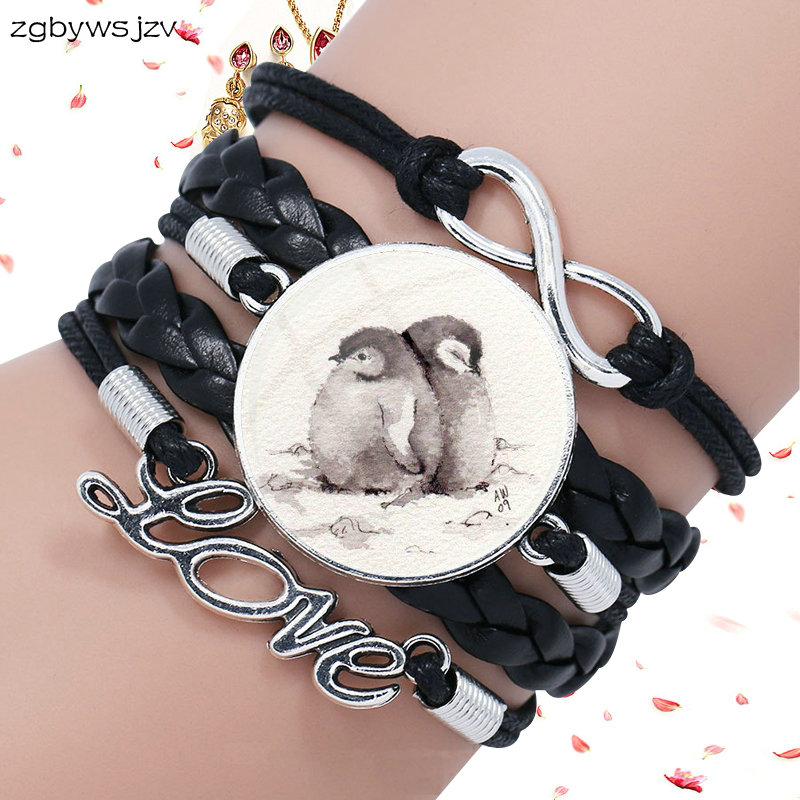 

Hot Sale Hedgehog Fashion Glass Stone Surface Multilayer Black Leather Bracelet Bangle Women Statement Jewelry