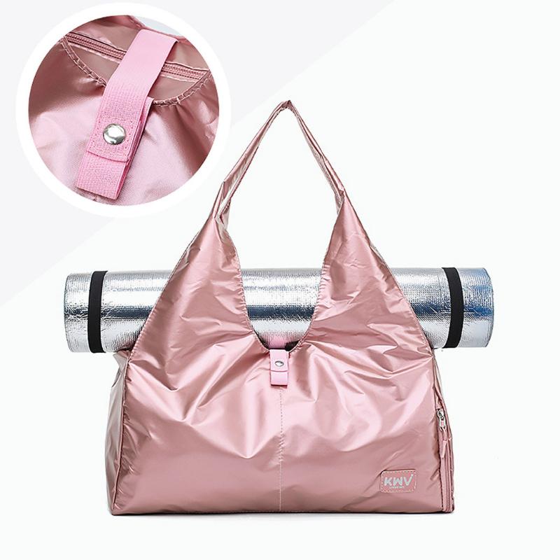 

Fitness bag Large capacity Fashion multi-pocket yoga Shoe Position Solid color one-shoulder shopping bag multi-function handbag, Silver