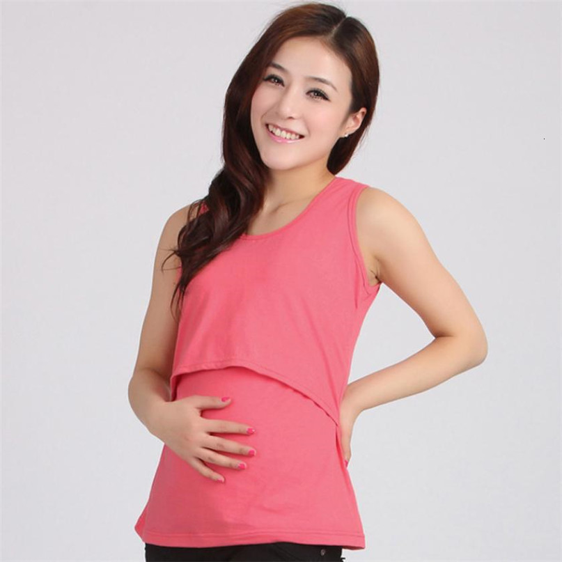 

DHgate Fashion Tanks 11 Colors Women Pregnant Maternity Casual Solid Clothes Tops Breastfeeding Hot drop shipped OB19, Pink