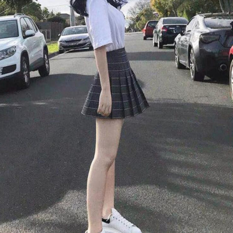 

Blackday Plaid Short Skirt Mini Pleated Clothes Black Skirts Womens Harajuku Fashion 2020 Summer The New High Waist Streetwear Vintage, Gray